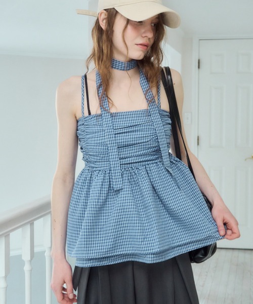 Birthday room(バースデイルーム)の「タイ付きキャミビスチェ/cami bustier with tie(Tシャツ/カットソー・レディース・ブラック/ブルー/ホワイト・FREE)」の3枚目の写真