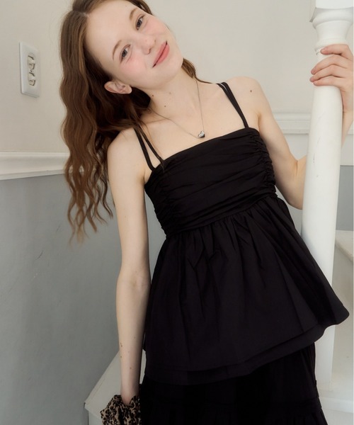 Birthday room(バースデイルーム)の「タイ付きキャミビスチェ/cami bustier with tie(Tシャツ/カットソー・レディース・ブラック/ブルー/ホワイト・FREE)」の2枚目の写真