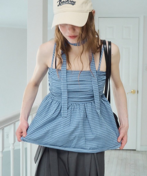 Birthday room(バースデイルーム)の「タイ付きキャミビスチェ/cami bustier with tie(Tシャツ/カットソー・レディース・ブラック/ブルー/ホワイト・FREE)」の12枚目の写真