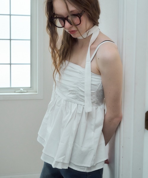 Birthday room(バースデイルーム)の「タイ付きキャミビスチェ/cami bustier with tie(Tシャツ/カットソー・レディース・ブラック/ブルー/ホワイト・FREE)」の16枚目の写真