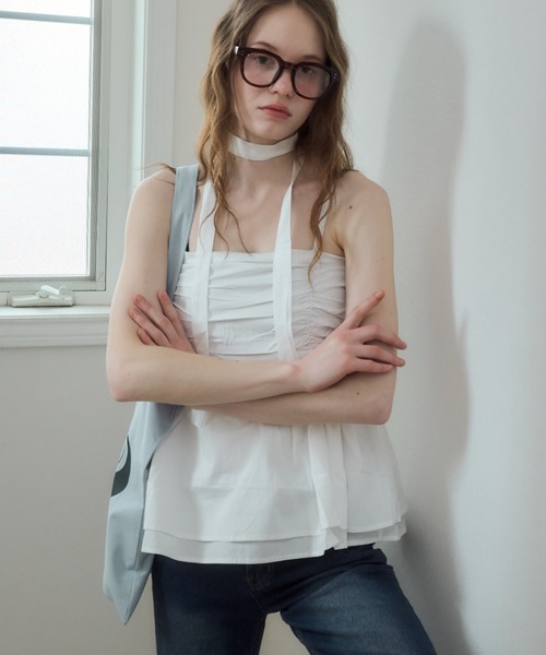 Birthday room(バースデイルーム)の「タイ付きキャミビスチェ/cami bustier with tie(Tシャツ/カットソー・レディース・ブラック/ブルー/ホワイト・FREE)」の17枚目の写真