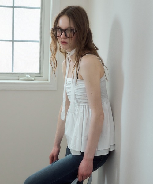 Birthday room(バースデイルーム)の「タイ付きキャミビスチェ/cami bustier with tie(Tシャツ/カットソー・レディース・ブラック/ブルー/ホワイト・FREE)」の7枚目の写真