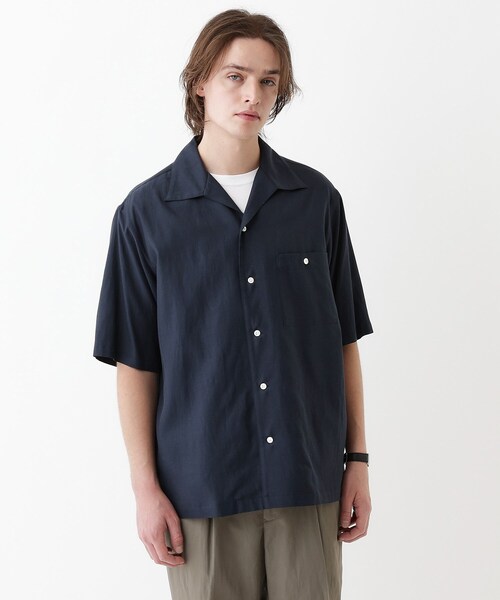 ラオっち セール】【THE FLAGSHIP】変形オープンカラー 半袖シャツ