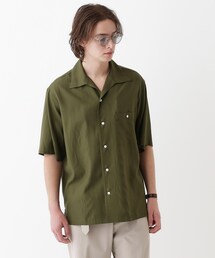 TAKEO KIKUCHI オープンカラー半袖シャツ モスグリーン TAKEO KIKUCHI｜タケオキクチのシャツ/ブラウス（オープンカラー