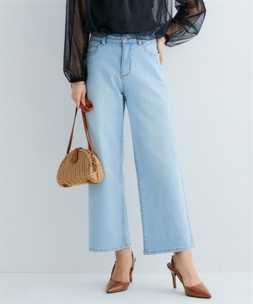 Petitjo（プッチージョ）の「小さいサイズ　【hiiさんコラボ】ワイドデニムパンツ　低身長さん・小柄女性（デニムパンツ・レディース・ブラック/ホワイト/ブルー・PSS/PS/PM/PL）」の3枚目の写真