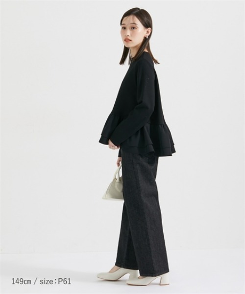 Petitjo（プッチージョ）の「小さいサイズ　【hiiさんコラボ】ワイドデニムパンツ　低身長さん・小柄女性（デニムパンツ・レディース・ブラック/ホワイト/ブルー・PSS/PS/PM/PL）」の11枚目の写真