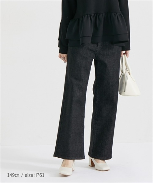 Petitjo（プッチージョ）の「小さいサイズ　【hiiさんコラボ】ワイドデニムパンツ　低身長さん・小柄女性（デニムパンツ・レディース・ブラック/ホワイト/ブルー・PSS/PS/PM/PL）」の12枚目の写真