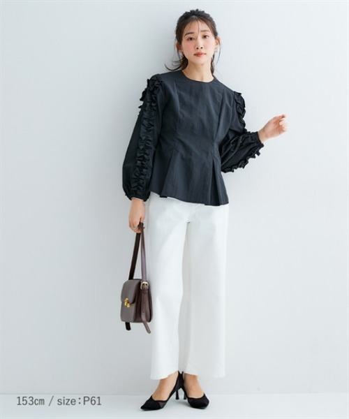 Petitjo（プッチージョ）の「小さいサイズ　【hiiさんコラボ】ワイドデニムパンツ　低身長さん・小柄女性（デニムパンツ・レディース・ブラック/ホワイト/ブルー・PSS/PS/PM/PL）」の8枚目の写真