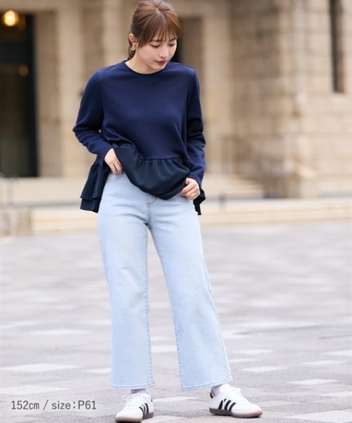 Petitjo（プッチージョ）の「小さいサイズ　【hiiさんコラボ】ワイドデニムパンツ　低身長さん・小柄女性（デニムパンツ・レディース・ブラック/ホワイト/ブルー・PSS/PS/PM/PL）」の21枚目の写真