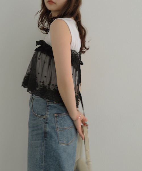 Freesia by andme（フリージアバイアンドミー）の「マルチwayチュールレースラップスカート（スカート・レディース・オフホワイト/ブラック・FREE）」の19枚目の写真