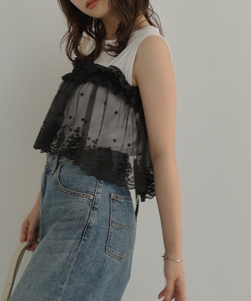 Freesia by andme（フリージアバイアンドミー）の「マルチwayチュールレースラップスカート（スカート・レディース・オフホワイト/ブラック・FREE）」の16枚目の写真