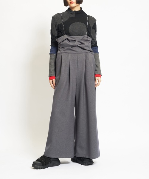 セール】ウーリーツイル ドレープサロペット（サロペット