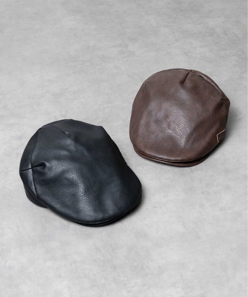AVIREX（アヴィレックス）の「/AVIREX/synthetic leather HUNTING CAP（ハンチング/ベレー帽・メンズ・ブラック/ブラウン・FREE）」の4枚目の写真