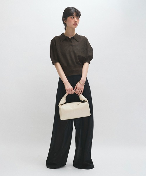 アダムエロペ ラミーニットポロシャツ　ネイビー　2025ss ADAM ET ROPÉ FEMME(アダム エ ロペ ファム) / ラミーニット