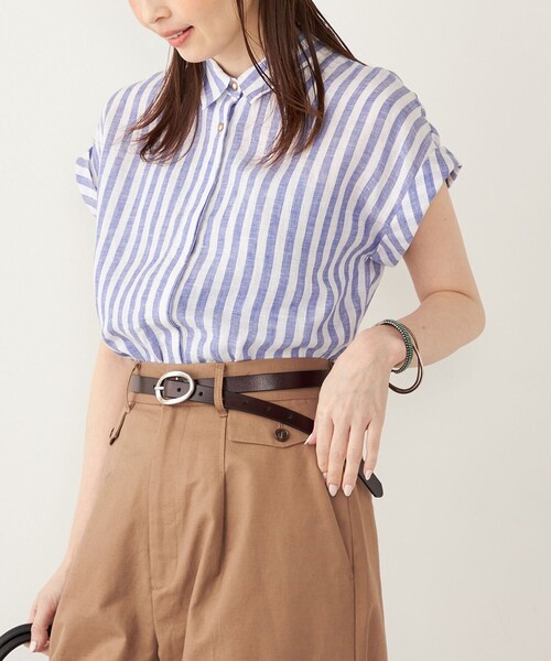 SHIPS Colors(シップス カラーズ)の「SHIPS Colors:ユーロ リネン (EURO Linen) ヒヨク シャツ◇(シャツ/ブラウス・レディース・ブラック/クリーム/オフホワイト/ライトブルー・ONE SIZE)」の4枚目の写真