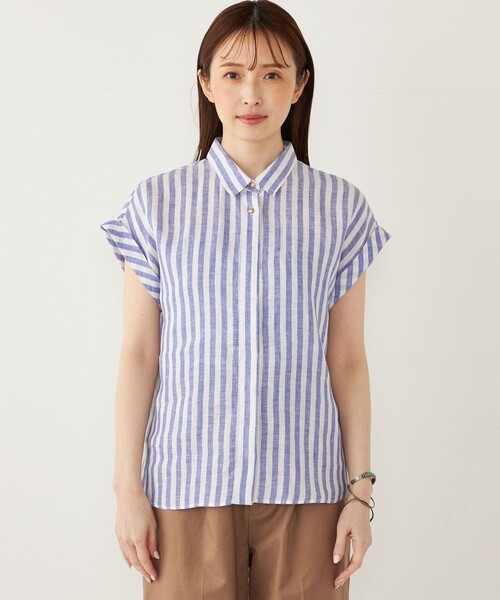 SHIPS Colors(シップス カラーズ)の「SHIPS Colors:ユーロ リネン (EURO Linen) ヒヨク シャツ◇(シャツ/ブラウス・レディース・ブラック/クリーム/オフホワイト/ライトブルー・ONE SIZE)」の10枚目の写真