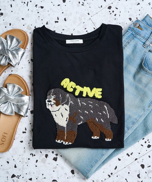 FIL DIRE ロゴDOG刺繍Tシャツ SALE セール】限定展開 dog サガラ 刺繍 半袖 Tシャツ（Tシャツ