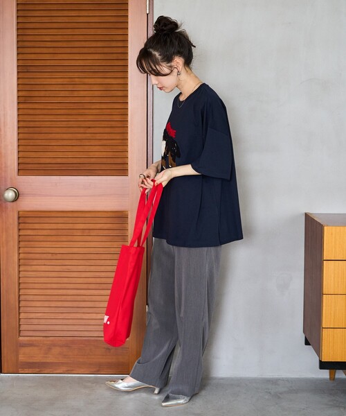 FREAK'S STORE（フリークスストア）の「限定展開　dog サガラ 刺繍 半袖 Tシャツ（Tシャツ/カットソー・レディース・オフホワイト/ブラック/ライトグレー/ネイビー・ﾌﾘ-）」の10枚目の写真