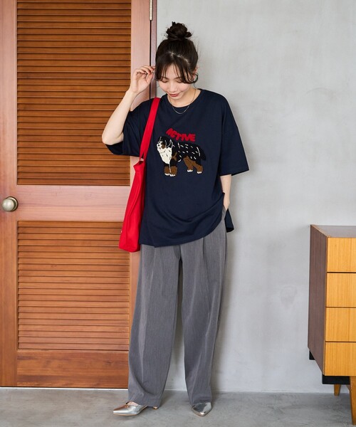 FREAK'S STORE（フリークスストア）の「限定展開　dog サガラ 刺繍 半袖 Tシャツ（Tシャツ/カットソー・レディース・オフホワイト/ブラック/ライトグレー/ネイビー・ﾌﾘ-）」の12枚目の写真