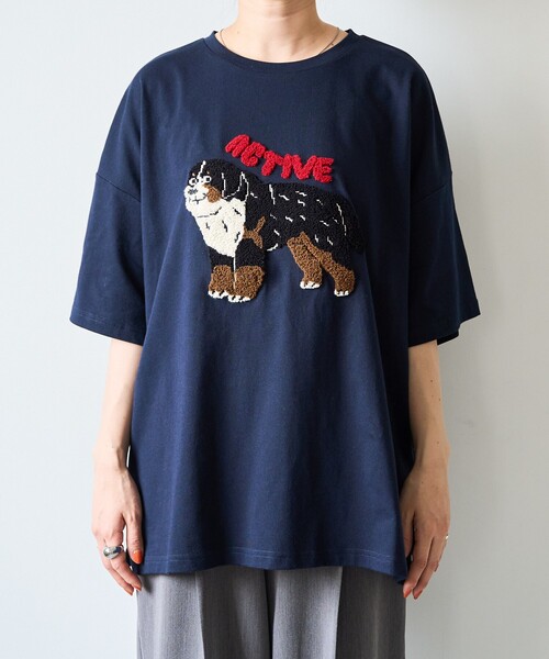 FREAK'S STORE（フリークスストア）の「限定展開　dog サガラ 刺繍 半袖 Tシャツ（Tシャツ/カットソー・レディース・オフホワイト/ブラック/ライトグレー/ネイビー・ﾌﾘ-）」の21枚目の写真