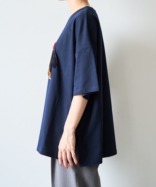 FREAK'S STORE（フリークスストア）の「限定展開　dog サガラ 刺繍 半袖 Tシャツ（Tシャツ/カットソー・レディース・オフホワイト/ブラック/ライトグレー/ネイビー・ﾌﾘ-）」の22枚目の写真