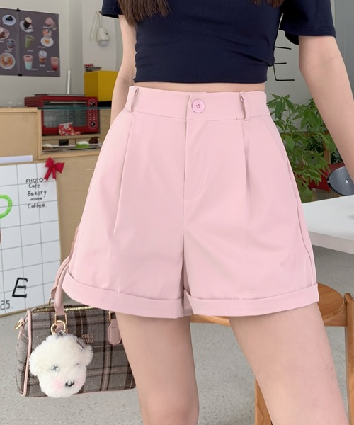 Teem Store(チームストア)の「センタープレスタックショートパンツ(スラックス・レディース・ブラック/ホワイト/ピンク/ベージュ・S/M)」の7枚目の写真