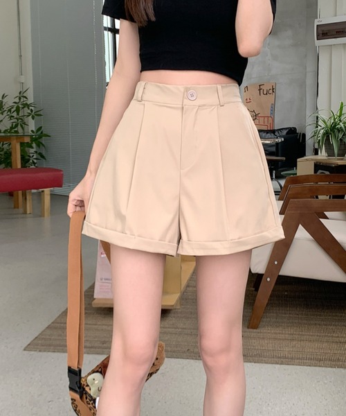 Teem Store(チームストア)の「センタープレスタックショートパンツ(スラックス・レディース・ブラック/ホワイト/ピンク/ベージュ・S/M)」の14枚目の写真