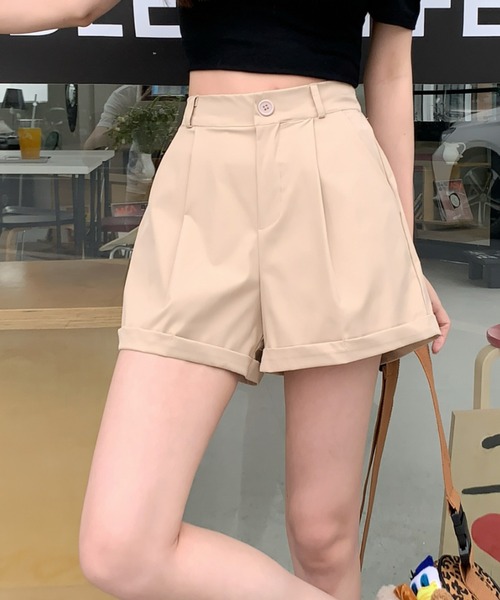 Teem Store(チームストア)の「センタープレスタックショートパンツ(スラックス・レディース・ブラック/ホワイト/ピンク/ベージュ・S/M)」の17枚目の写真
