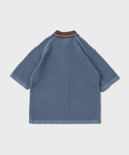 EDIFICE LA BOUCLE（エディフィスラブークル）の「LA BOUCLE (ラブークル) メッシュ ニット シャツ（ニット/セーター・メンズ・ブラック/アイボリー/ライトブルー・2/3）」の9枚目の写真