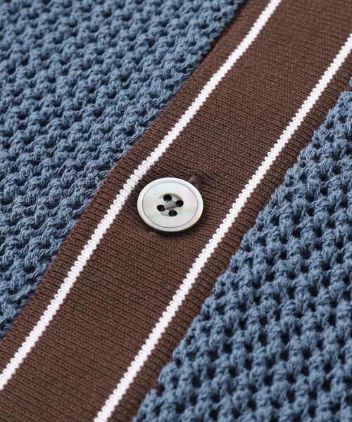 EDIFICE LA BOUCLE（エディフィスラブークル）の「LA BOUCLE (ラブークル) メッシュ ニット シャツ（ニット/セーター・メンズ・ブラック/アイボリー/ライトブルー・2/3）」の7枚目の写真