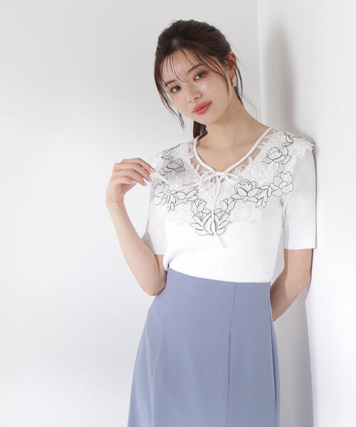 PROPORTION BODY DRESSING（プロポーションボディドレッシング）の「ケープ風レース付ニット / 1215170605（ニット/セーター・レディース・ブルー/ホワイト/ピンク・FREE）」の9枚目の写真