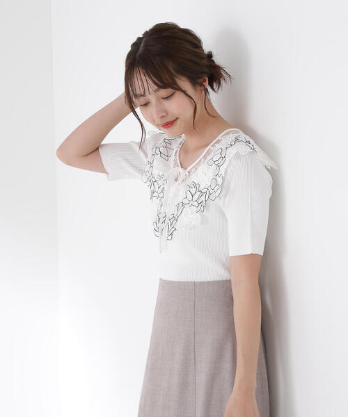 PROPORTION BODY DRESSING（プロポーションボディドレッシング）の「ケープ風レース付ニット / 1215170605（ニット/セーター・レディース・ブルー/ホワイト/ピンク・FREE）」の10枚目の写真