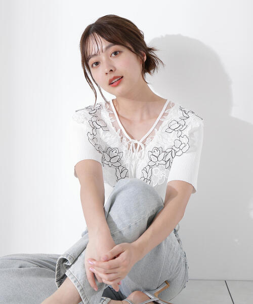 PROPORTION BODY DRESSING（プロポーションボディドレッシング）の「ケープ風レース付ニット / 1215170605（ニット/セーター・レディース・ブルー/ホワイト/ピンク・FREE）」の13枚目の写真