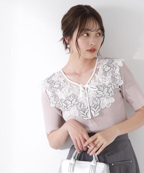 PROPORTION BODY DRESSING（プロポーションボディドレッシング）の「ケープ風レース付ニット / 1215170605（ニット/セーター・レディース・ブルー/ホワイト/ピンク・FREE）」の3枚目の写真