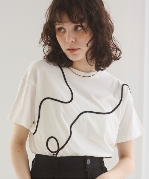 tシャツ コード刺繍 カットソー レディース 楽天市場】弾むようなロゴを描くコード刺繍コットンカットソー