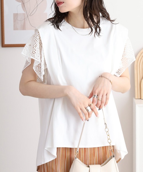 セール】EGLANTINE 袖レースカットソー（Tシャツ/カットソー