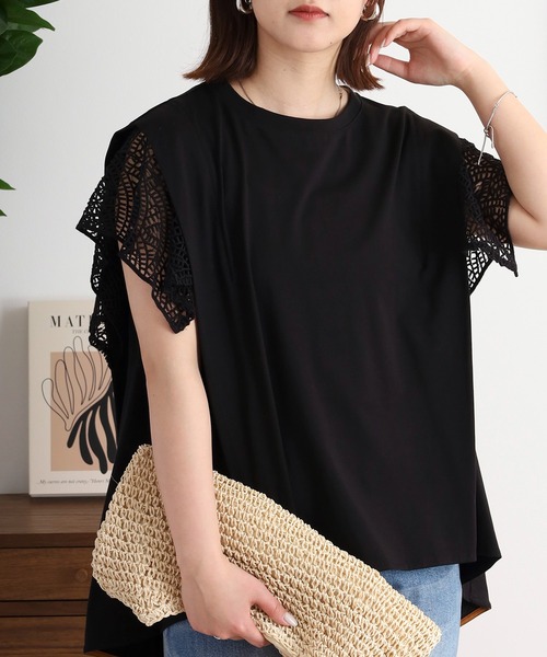 セール】EGLANTINE 袖レースカットソー（Tシャツ/カットソー
