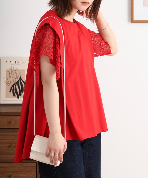EGLANTINE（エグランティーヌ）の「EGLANTINE 袖レースカットソー（Tシャツ/カットソー・レディース・レッド/ロイヤルブルー/ブラック/オフホワイト・40）」の19枚目の写真