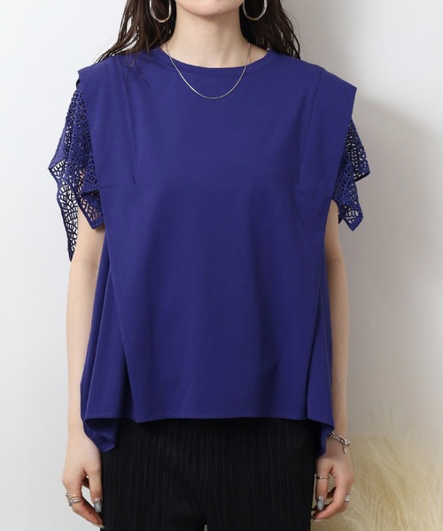 エグランティーヌ EGLANTINE ノーカラーバックフレアブラウス ゆったりシルエット （プラム） エグランティーヌ EGLANTINE ノーカラーバックフレアブラウス