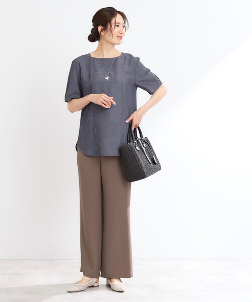 ブラウス シャツ 「夏SALE／マシンウォッシュ可」デニム調プルオーバーブラウス レディース 夏SALE／マシンウォッシュ可】デニム調プルオーバーブラウス