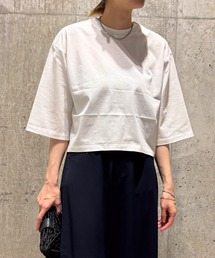 Audrey and John Wad（オードリーアンドジョンワッド）の「クルーネック五分袖ワイドカットソー-手洗い可-（Tシャツ/カットソー）」