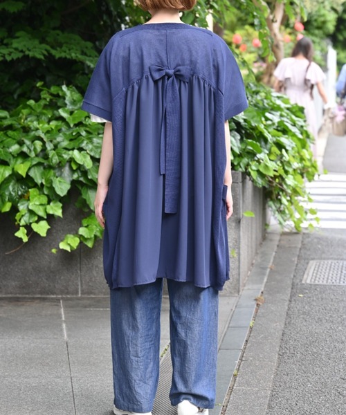 INGEBORG（インゲボルグ）の「別布使いロングジレ（ニット/セーター・レディース・ネイビー・FREE）」の2枚目の写真