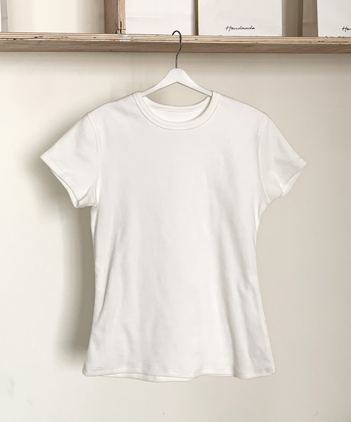 LOWO(ロワ)の「綿混ベーシックデザインTシャツ カットソー(Tシャツ/カットソー・レディース・ホワイト/ブラック/グレー・L/M/S)」の8枚目の写真
