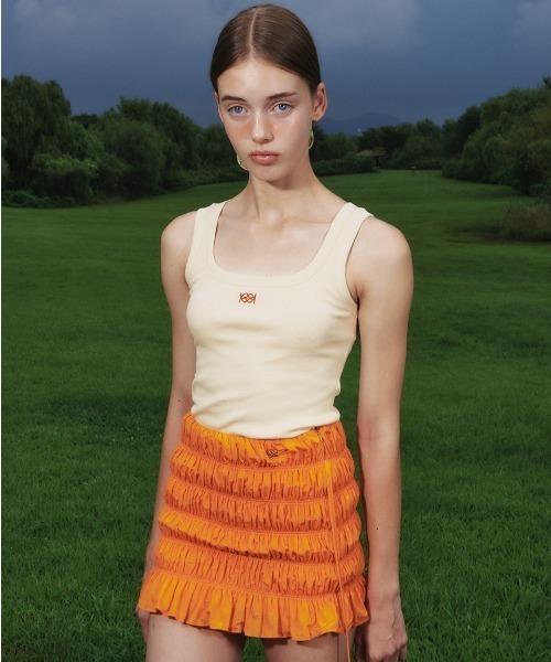 Kijun(キジュン)の「Kijun/キジュン Square-Neck Rib Tank Top タンクトップ(タンクトップ・レディース・イエロー/ミント・M)」の6枚目の写真