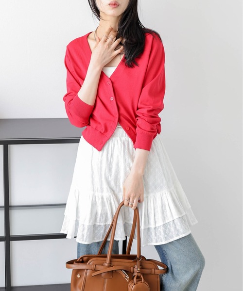 AMELY(エミリー)の「マルチウェイコットンフリルスカート(キャミソール・レディース・ブラック/ホワイト/グレー・フリー)」の2枚目の写真