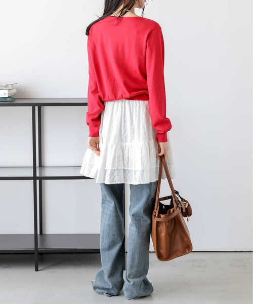 AMELY(エミリー)の「マルチウェイコットンフリルスカート(キャミソール・レディース・ブラック/ホワイト/グレー・フリー)」の7枚目の写真