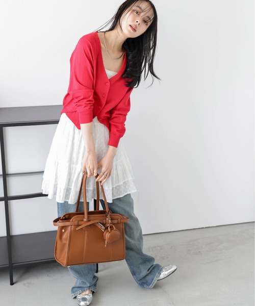 AMELY(エミリー)の「マルチウェイコットンフリルスカート(キャミソール・レディース・ブラック/ホワイト/グレー・フリー)」の8枚目の写真
