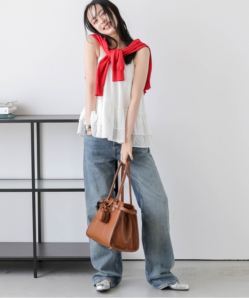 AMELY(エミリー)の「マルチウェイコットンフリルスカート(キャミソール・レディース・ブラック/ホワイト/グレー・フリー)」の13枚目の写真