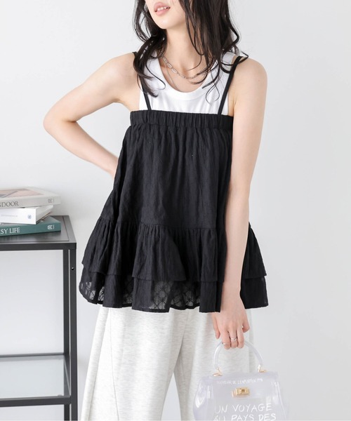 AMELY(エミリー)の「マルチウェイコットンフリルスカート(キャミソール・レディース・ブラック/ホワイト/グレー・フリー)」の19枚目の写真