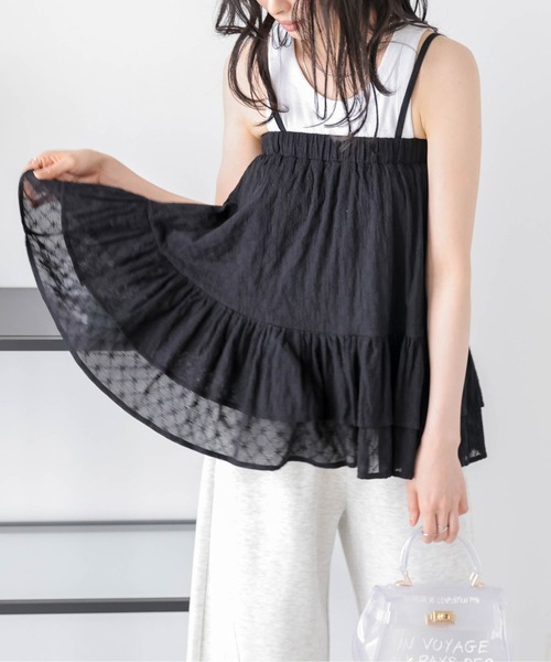 AMELY(エミリー)の「マルチウェイコットンフリルスカート(キャミソール・レディース・ブラック/ホワイト/グレー・フリー)」の20枚目の写真